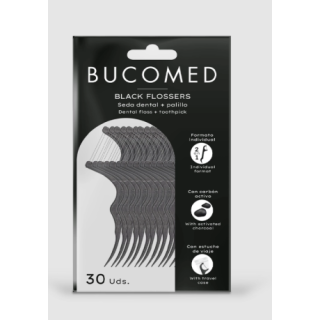 BUCOMED BLACK FLOSSERS 30 UNIDADES